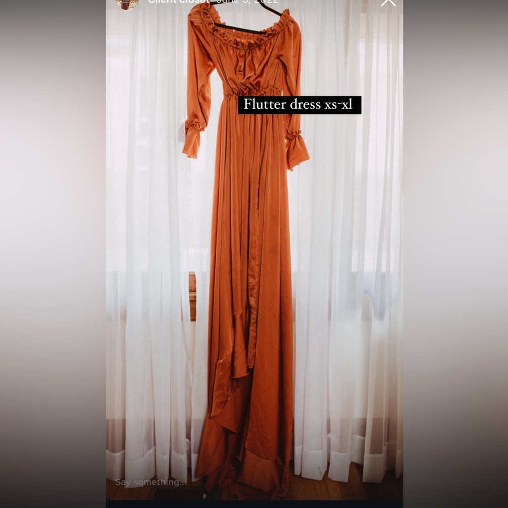 Romantic Rust Orange Flutter Dress